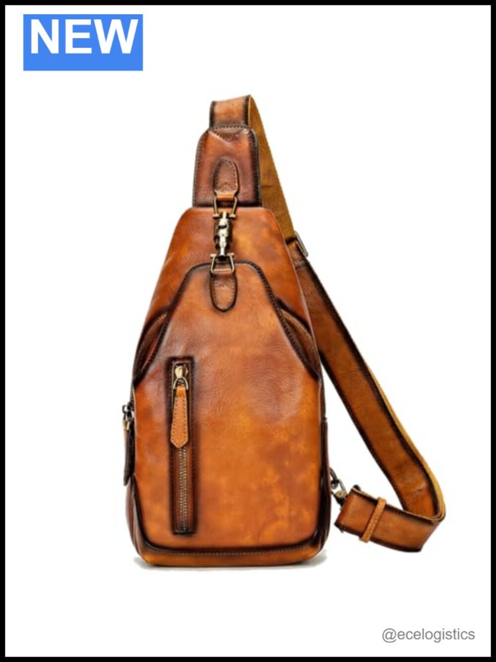 Genuine Leather Sling Bag Crossbody Chest Bag Retro Unisex
